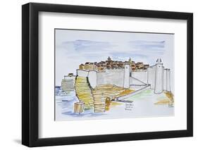 Fortress surrounds the cliffside city of Bonifacio, Corsica, France-Richard Lawrence-Framed Photographic Print