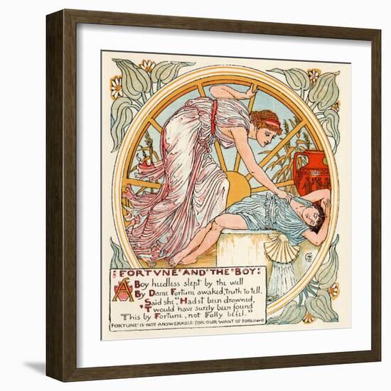 Fortune and the Boy, Illustration from 'Baby's Own Aesop', Engraved and Printed by Edmund Evans,…-Walter Crane-Framed Giclee Print