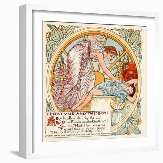 Fortune and the Boy, Illustration from 'Baby's Own Aesop', Engraved and Printed by Edmund Evans,…-Walter Crane-Framed Giclee Print