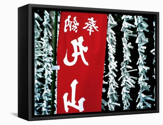 Fortune Papers at Shinto Shrine, Tokyo, Japan-Nancy & Steve Ross-Framed Stretched Canvas