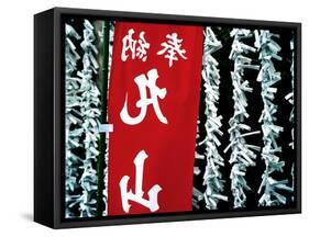 Fortune Papers at Shinto Shrine, Tokyo, Japan-Nancy & Steve Ross-Framed Stretched Canvas
