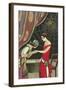 Fortune Teller Reading Flapper's Palm-null-Framed Art Print