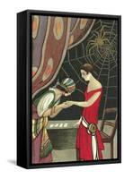 Fortune Teller Reading Flapper's Palm-null-Framed Stretched Canvas