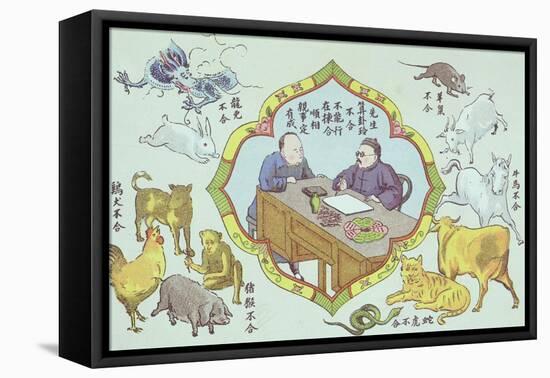 Fortune Telling Scene and Signs of the Chinese Zodiac-null-Framed Stretched Canvas