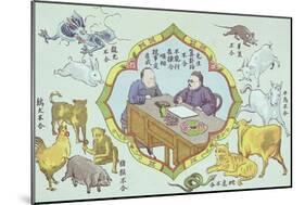 Fortune Telling Scene and Signs of the Chinese Zodiac-null-Mounted Giclee Print