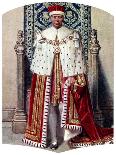 George VI in Coronation Robes: the Crimson Robe of State, with the Cap of Maintenance, 1937-Fortunino Matania-Framed Giclee Print