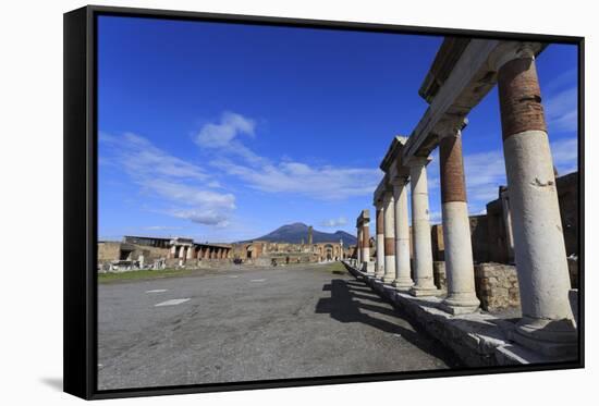 Forum and Vesuvius, Roman Ruins of Pompeii, UNESCO World Heritage Site, Campania, Italy, Europe-Eleanor Scriven-Framed Stretched Canvas