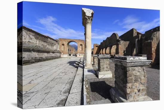 Forum and Vesuvius Through Arch, Roman Ruins of Pompeii, Campania, Italy-Eleanor Scriven-Stretched Canvas