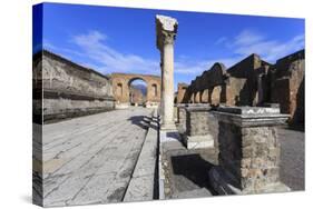 Forum and Vesuvius Through Arch, Roman Ruins of Pompeii, Campania, Italy-Eleanor Scriven-Stretched Canvas