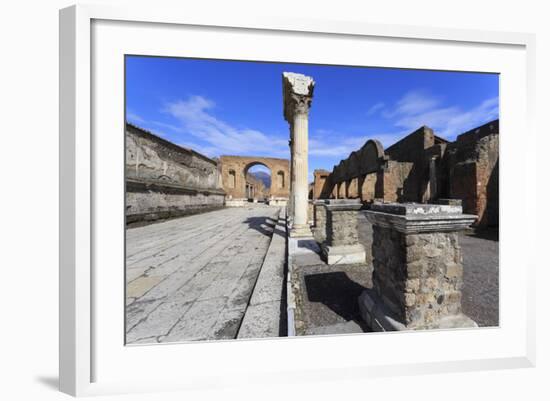 Forum and Vesuvius Through Arch, Roman Ruins of Pompeii, Campania, Italy-Eleanor Scriven-Framed Photographic Print