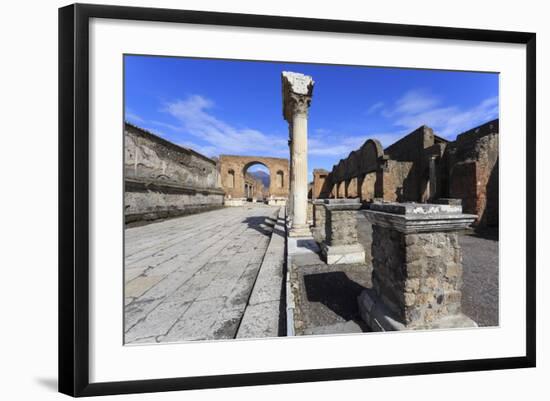 Forum and Vesuvius Through Arch, Roman Ruins of Pompeii, Campania, Italy-Eleanor Scriven-Framed Photographic Print