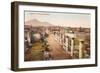 Forum in Pompeii, Vesuvius in Background-null-Framed Art Print