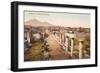 Forum in Pompeii, Vesuvius in Background-null-Framed Art Print