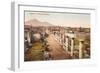 Forum in Pompeii, Vesuvius in Background-null-Framed Art Print