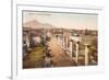 Forum in Pompeii, Vesuvius in Background-null-Framed Art Print