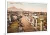 Forum in Pompeii, Vesuvius in Background-null-Framed Art Print