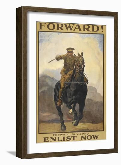 "Forward !" Forward To Victory. Enlist Now'. a Recruitment Poster Showing a British Cavalryman-null-Framed Giclee Print