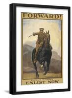 "Forward !" Forward To Victory. Enlist Now'. a Recruitment Poster Showing a British Cavalryman-null-Framed Giclee Print