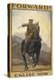 "Forward !" Forward To Victory. Enlist Now'. a Recruitment Poster Showing a British Cavalryman-null-Stretched Canvas