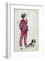 Forward Young Woman Wears a Cerise Pink and Red Pyjama Suit-Xavier Sager-Framed Art Print