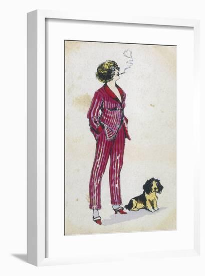 Forward Young Woman Wears a Cerise Pink and Red Pyjama Suit-Xavier Sager-Framed Art Print