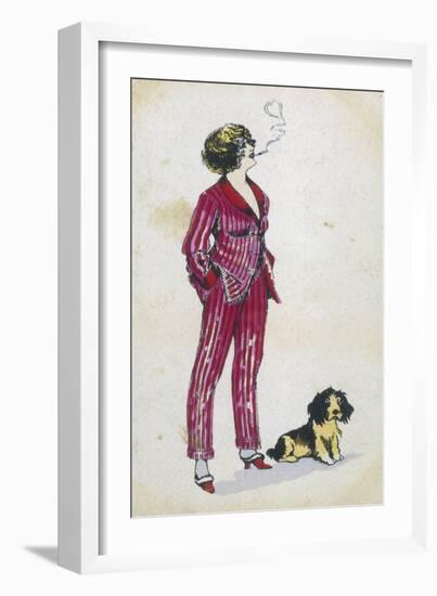 Forward Young Woman Wears a Cerise Pink and Red Pyjama Suit-Xavier Sager-Framed Art Print