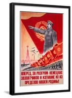 Forwards, Let Us Destroy the German Occupiers and Drive Them Beyond the..., USSR Poster, 1944-V^A^ Nikolaev-Framed Giclee Print