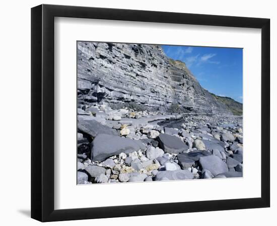 Fossil Bearing Lias Beds, Seven Rock Point, Jurassic Coast, Lyme Regis-Cyndy Black-Framed Photographic Print