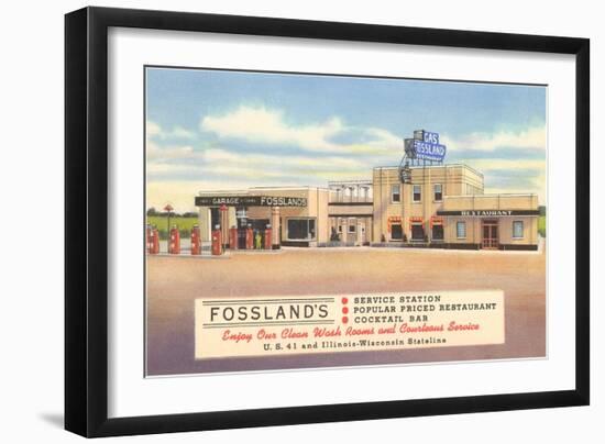 Fossland's Service Station-null-Framed Art Print