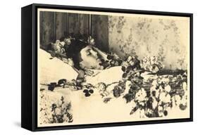 Foto Ak Prinz Luitpold Von Bayern Wittelsbach Aufgebahrt Mit Blumen-German photographer-Framed Stretched Canvas