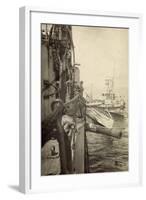 Foto U Boot 48 Längsseits, Kriegsschiff, Geschütze-null-Framed Giclee Print