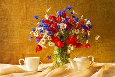 Still Life Bouquet Camomiles Cornflowers Poppies-FOTOALOJA-Framed Art Print