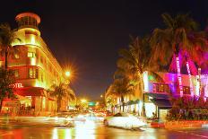 Miami Beach Florida Colorful Night Summer Scene-Fotomak-Photographic Print