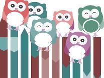 Set of Owls with Different Expressions-fotoscool-Mounted Art Print