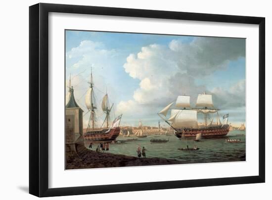 Foudroyant and Pegase Entering Portsmouth Harbour, 1782-Dominic Serres-Framed Giclee Print