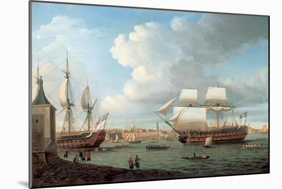 Foudroyant and Pegase Entering Portsmouth Harbour, 1782-Dominic Serres-Mounted Giclee Print