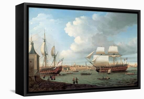 Foudroyant and Pegase Entering Portsmouth Harbour, 1782-Dominic Serres-Framed Stretched Canvas