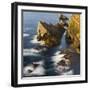 Foula Part of Shetland Islands. Cliffs in North at East Hoevdi with Natural Arch Gaada Stack-Martin Zwick-Framed Photographic Print