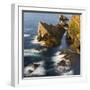 Foula Part of Shetland Islands. Cliffs in North at East Hoevdi with Natural Arch Gaada Stack-Martin Zwick-Framed Photographic Print