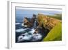 Foula Part of Shetland Islands. Cliffs in North at East Hoevdi with Natural Arch Gaada Stack-Martin Zwick-Framed Photographic Print