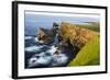 Foula Part of Shetland Islands. Cliffs in North at East Hoevdi with Natural Arch Gaada Stack-Martin Zwick-Framed Photographic Print