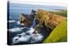 Foula Part of Shetland Islands. Cliffs in North at East Hoevdi with Natural Arch Gaada Stack-Martin Zwick-Stretched Canvas