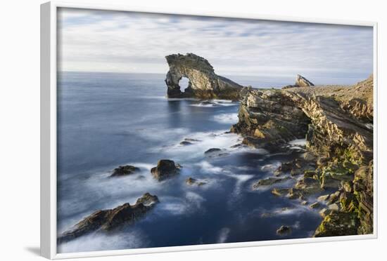 Foula Part of Shetland Islands. Cliffs in North at East Hoevdi with Natural Arch Gaada Stack-Martin Zwick-Framed Photographic Print