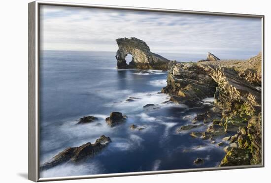 Foula Part of Shetland Islands. Cliffs in North at East Hoevdi with Natural Arch Gaada Stack-Martin Zwick-Framed Photographic Print