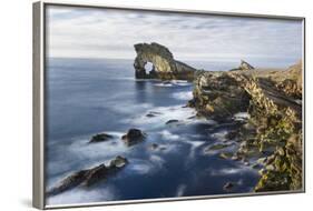 Foula Part of Shetland Islands. Cliffs in North at East Hoevdi with Natural Arch Gaada Stack-Martin Zwick-Framed Photographic Print