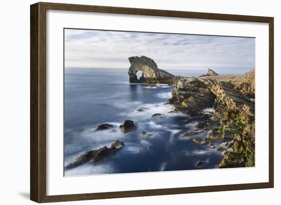 Foula Part of Shetland Islands. Cliffs in North at East Hoevdi with Natural Arch Gaada Stack-Martin Zwick-Framed Photographic Print