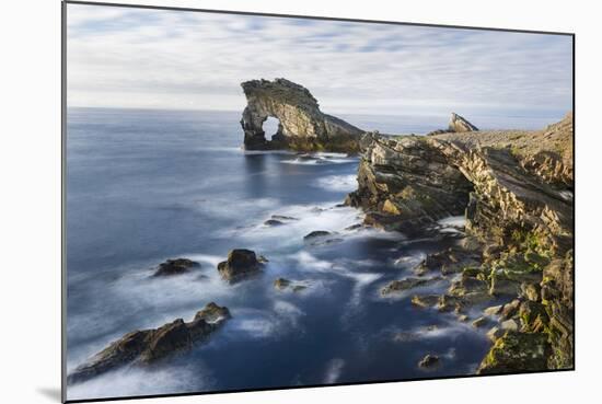 Foula Part of Shetland Islands. Cliffs in North at East Hoevdi with Natural Arch Gaada Stack-Martin Zwick-Mounted Photographic Print