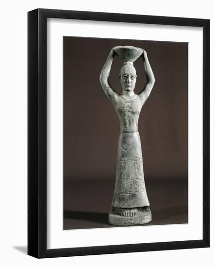 Foundation Figure with Basket on Head and Dedicatory Cuneiform Inscription, from Nippur, Iraq-null-Framed Giclee Print