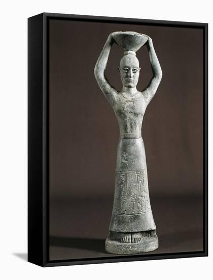 Foundation Figure with Basket on Head and Dedicatory Cuneiform Inscription, from Nippur, Iraq-null-Framed Stretched Canvas