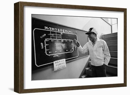 Founder of Honda, Soichura Honda Pointing to Car Race Model, Tokyo, Japan, 1967-Takeyoshi Tanuma-Framed Photographic Print